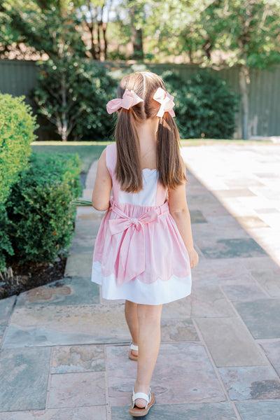 The Proper Peony Paulette Pink Bow Pinafore Dress