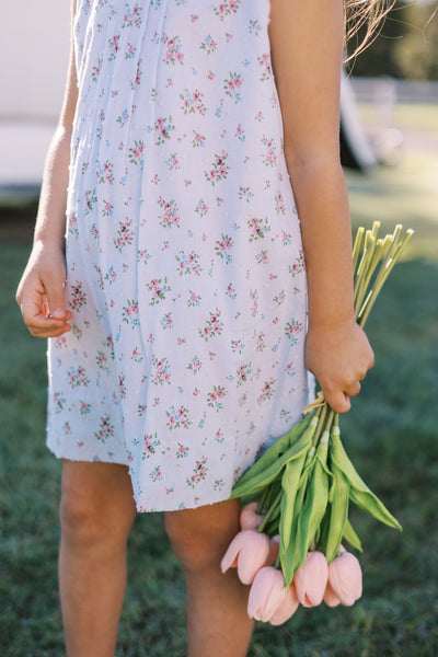 The Proper Peony Classic Bea Blue Floral Swiss Dotted Dress