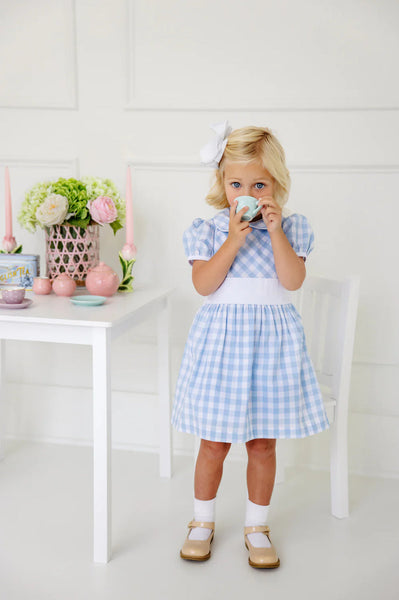 The Beaufort Bonnet Company Cindy Lou Sash Dress Beale Street Blue Check