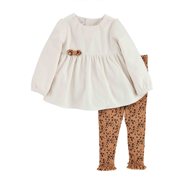 Mud Pie Velvet Fawn Tunic and Leggings Set