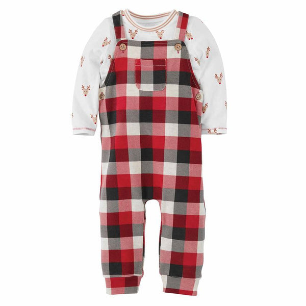 Mud Pie  Buffalo Check Overall Check Holiday Reindeer