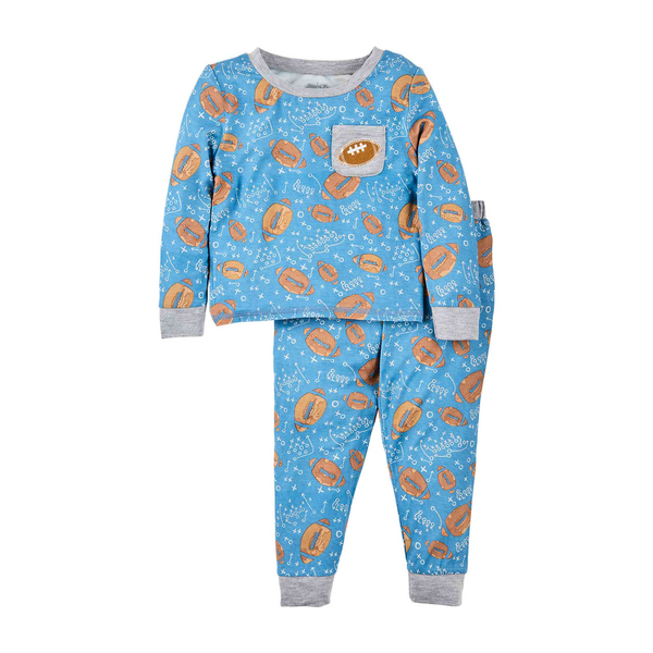 Mud Pie BLUE FOOTBALL TODDLER PAJAMAS