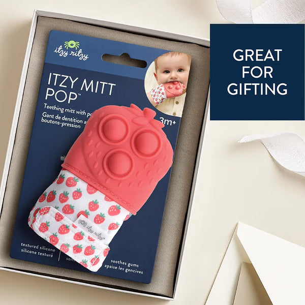 Itzy Ritzy * Itzy Mitt™ Silicone Teething Mitts - Strawberry