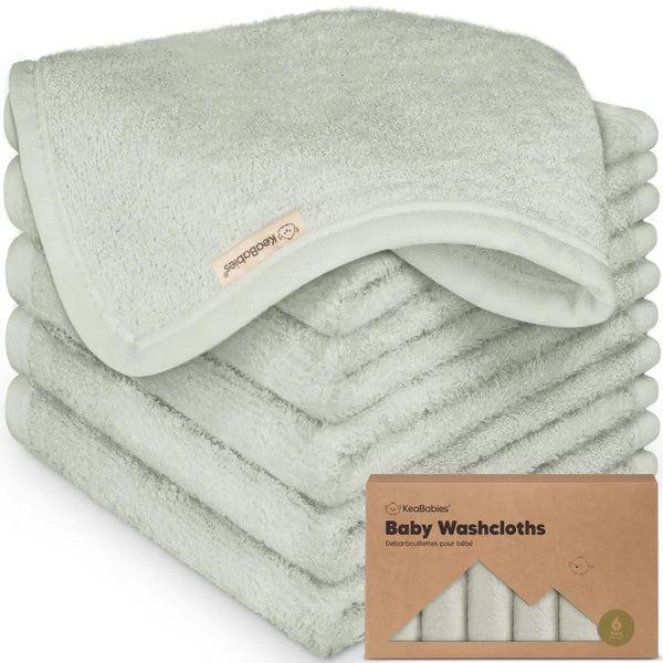 Keababies 6-Pack Baby Wash Cloths - Dove Green