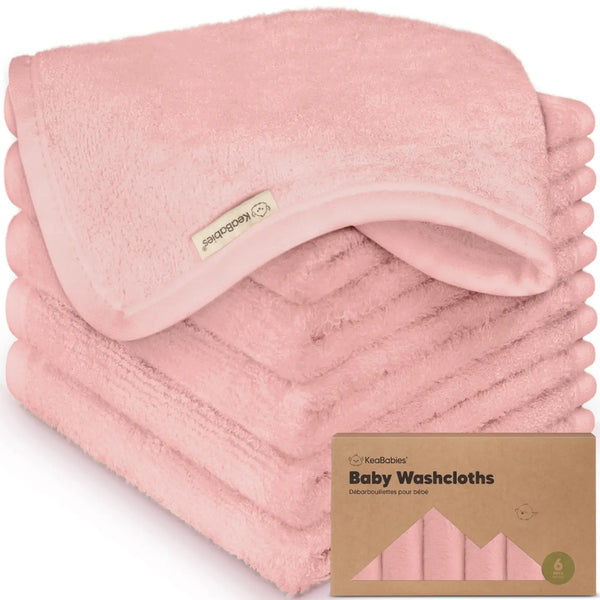 Keababies 6-Pack Baby Wash Cloths Rosy