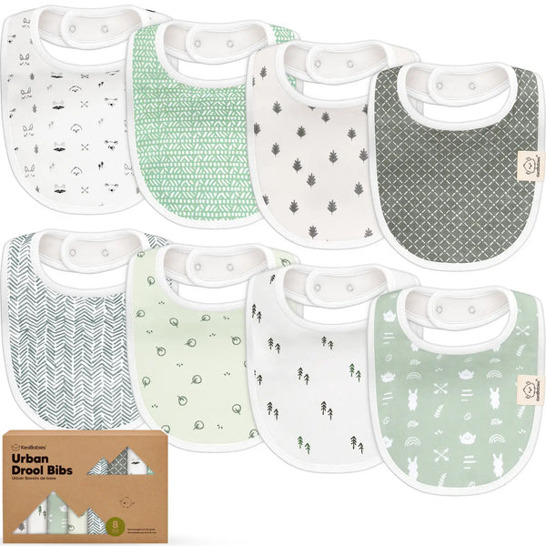 KeaBabies 8-pack Urban Drool Bibs For Teething Baby Nordic