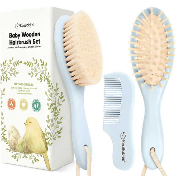 KeaBabies Baby Hair Brush and Comb Set -Frost