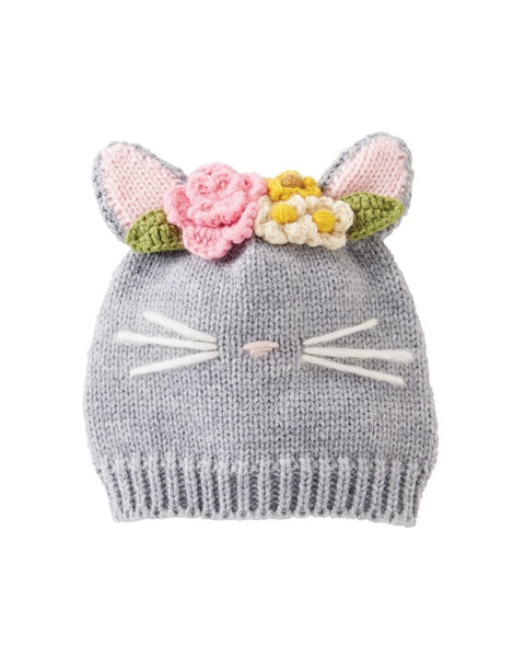 Mud Pie Cat Knitted Hat Gray