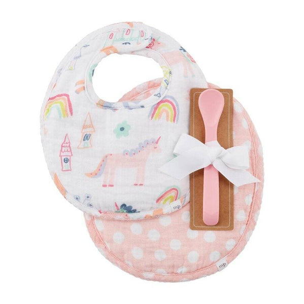 Mud Pie Muslin Bibs with Spoon Unicorn