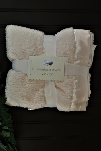 Mud Pie Pale Pink Chenille Blanket